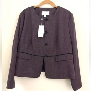 HUGO BOSS Women Collarless Jacket Bicolor Front Hidden Buttons Size 16 NWT $495
